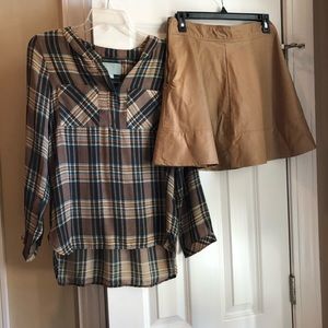 EUC faux leather skirt and matching top. Size M.